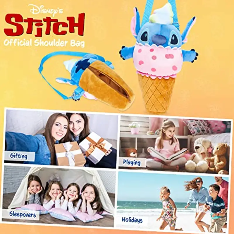 Disney Borsetta Bambina - Stitch Minnie Borsa Tracolla a Peluche 3D Borsa Bambina Ragazza Stitch Gadget Regalo Compleanno Comunione (Stitch gelato) miniatura 3