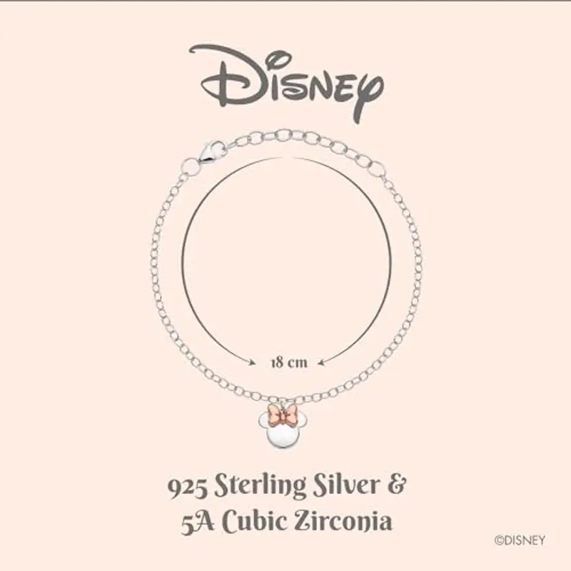 Disney Bracciale Bambine con Minnie Mouse in Argento Sterling, Lunghezza 13-18cm miniatura 3