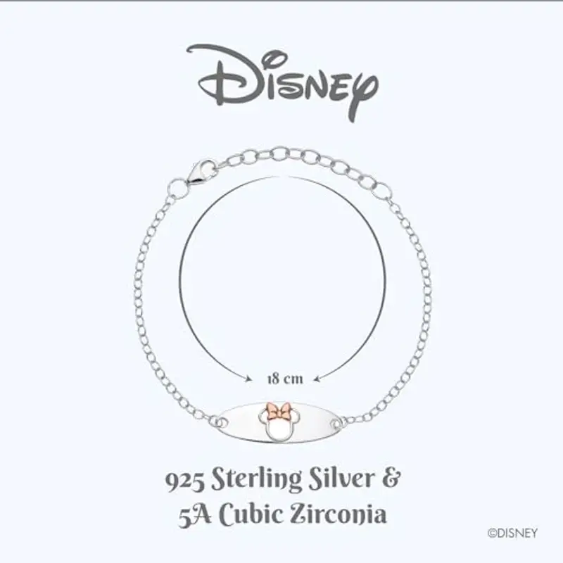 Disney Bracciale Bambine con Minnie Mouse in Argento targhetta con incisa Minnie, Lunghezza 13-18cm miniatura 3
