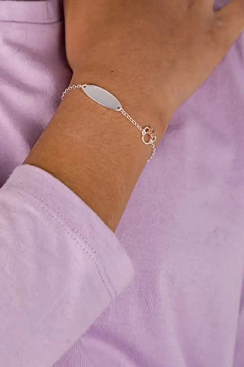 Disney Bracciale Bambine con Minnie Mouse in Argento targhetta per Incisione, Lunghezza 13-18cm miniatura 2