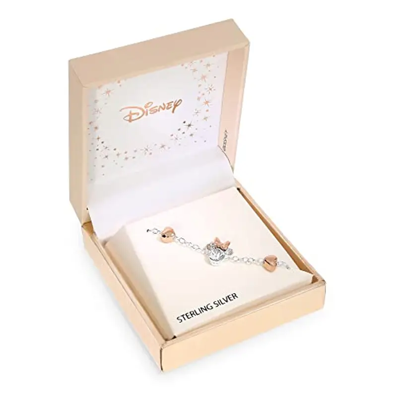 Disney Bracciale da bambina con una figura centrale raffigurante Minnie in argento Sterling e zirconi, lunghezza 13-18 cm, gioielli, 17 cm, Argento sterling, Zirconia cubica miniatura 3