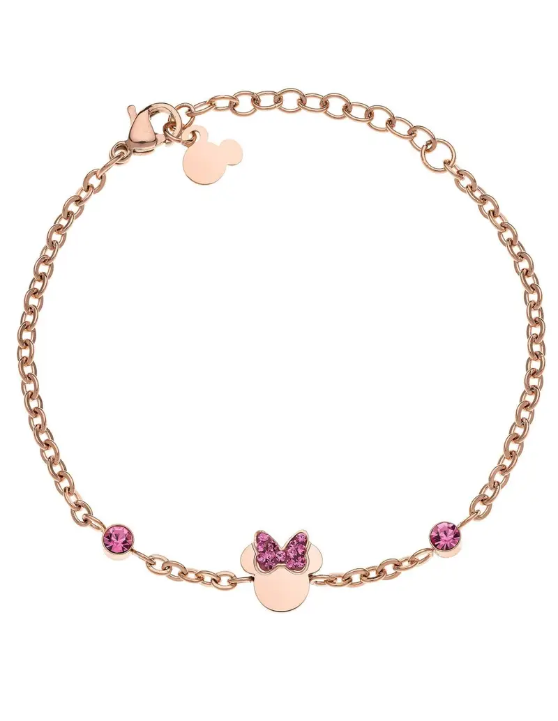 Bracciale DISNEY MINNIE MOUSE B600588PRPL-B.CJ in acciaio dorato anallergico e cristalli rosa