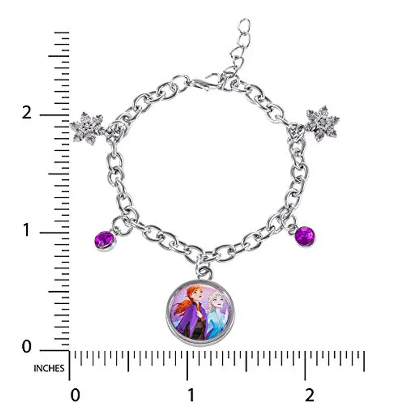 Disney Braccialetto con ciondoli Frozen, con ciondoli Frozen, gioielli donna, 6.5 inches, Metallo Pietra, cristallo miniatura 3