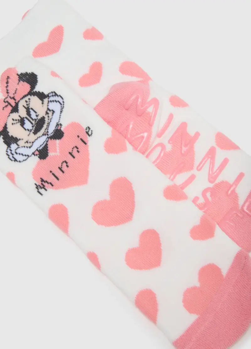 Calze Da Bambina In Misto Cotone Elasticizzato Con Stampa Minnie, Multicolor