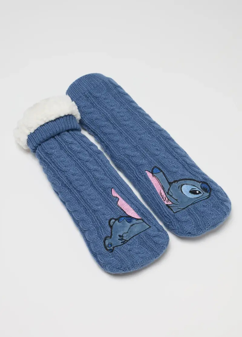 Calzini Antiscivolo Blu Con Stampa Stitch, Donna, Blu miniatura 2