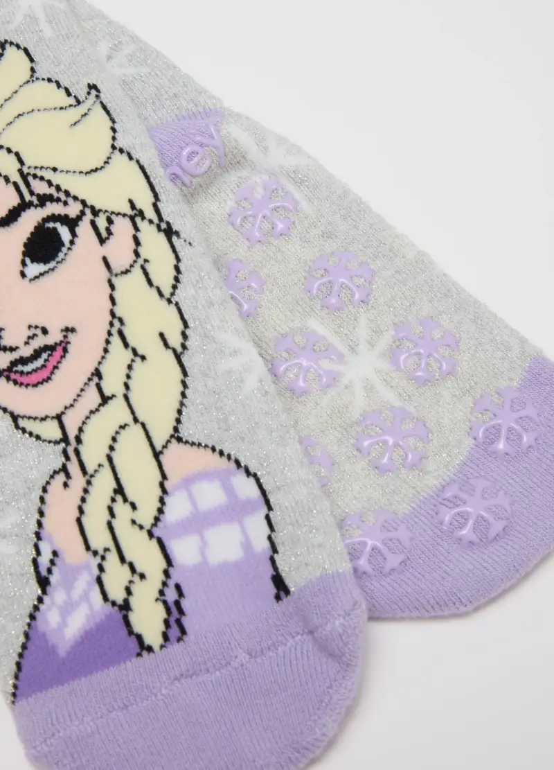 Calzini Antiscivolo Grigi Da Bambina In Misto Cotone Di Frozen, Multicolor miniatura 3