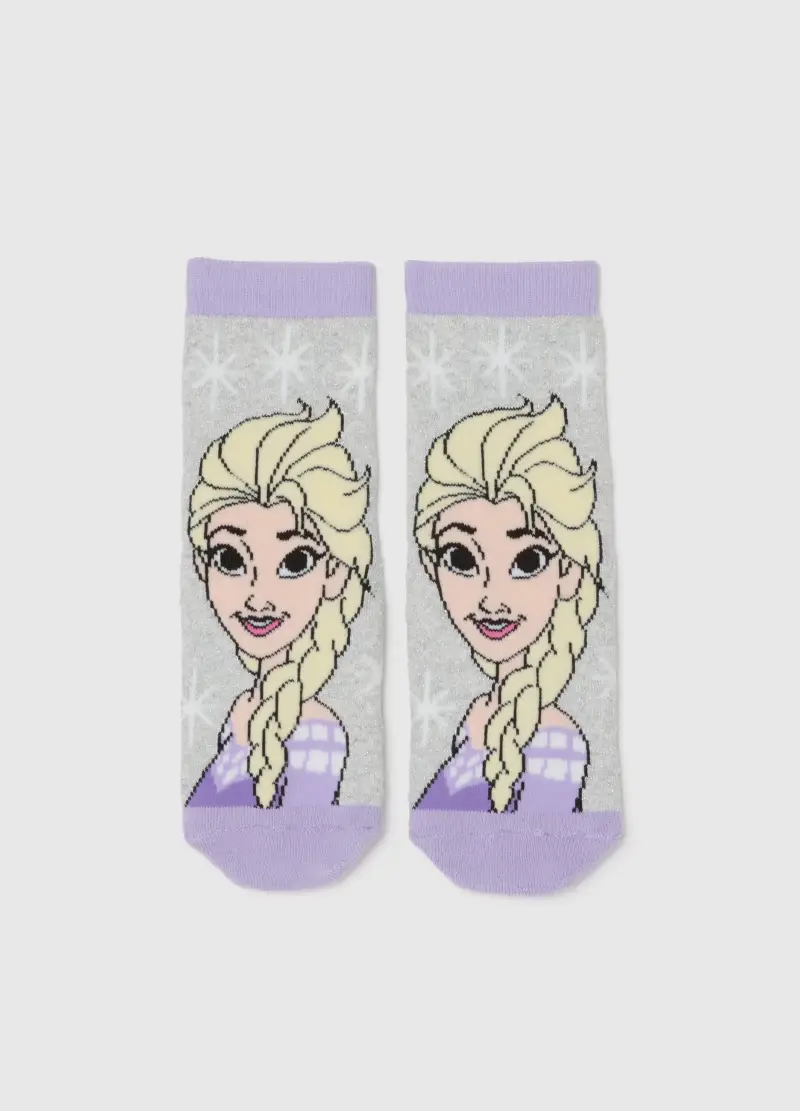 Calzini Antiscivolo Grigi Da Bambina In Misto Cotone Di Frozen, Multicolor