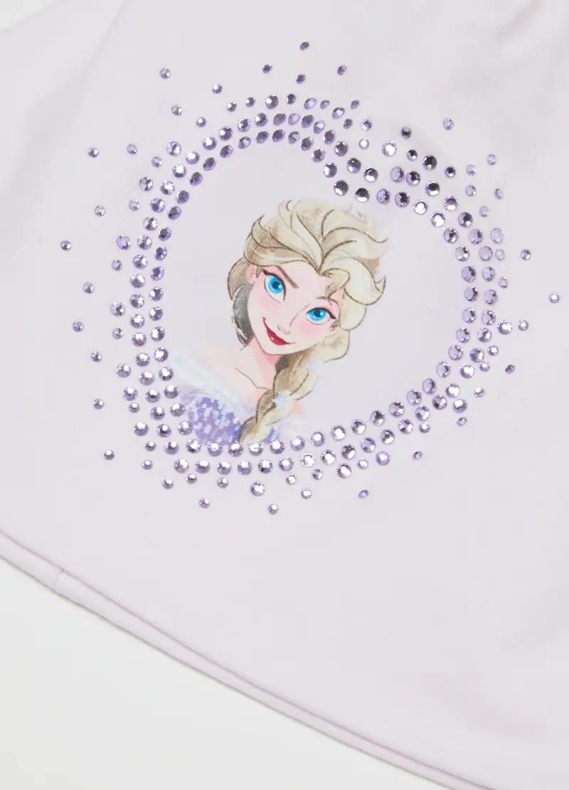 Cappello Bianco Da Bambina In Cotone Elasticizzato Con Stampa Frozen, Bianco miniatura 3