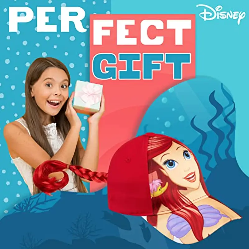 Disney Cappello con Visiera Cappello Bambina Principesse Frozen e La Sirenetta con Treccia 3D Cappellino Bimba miniatura 3