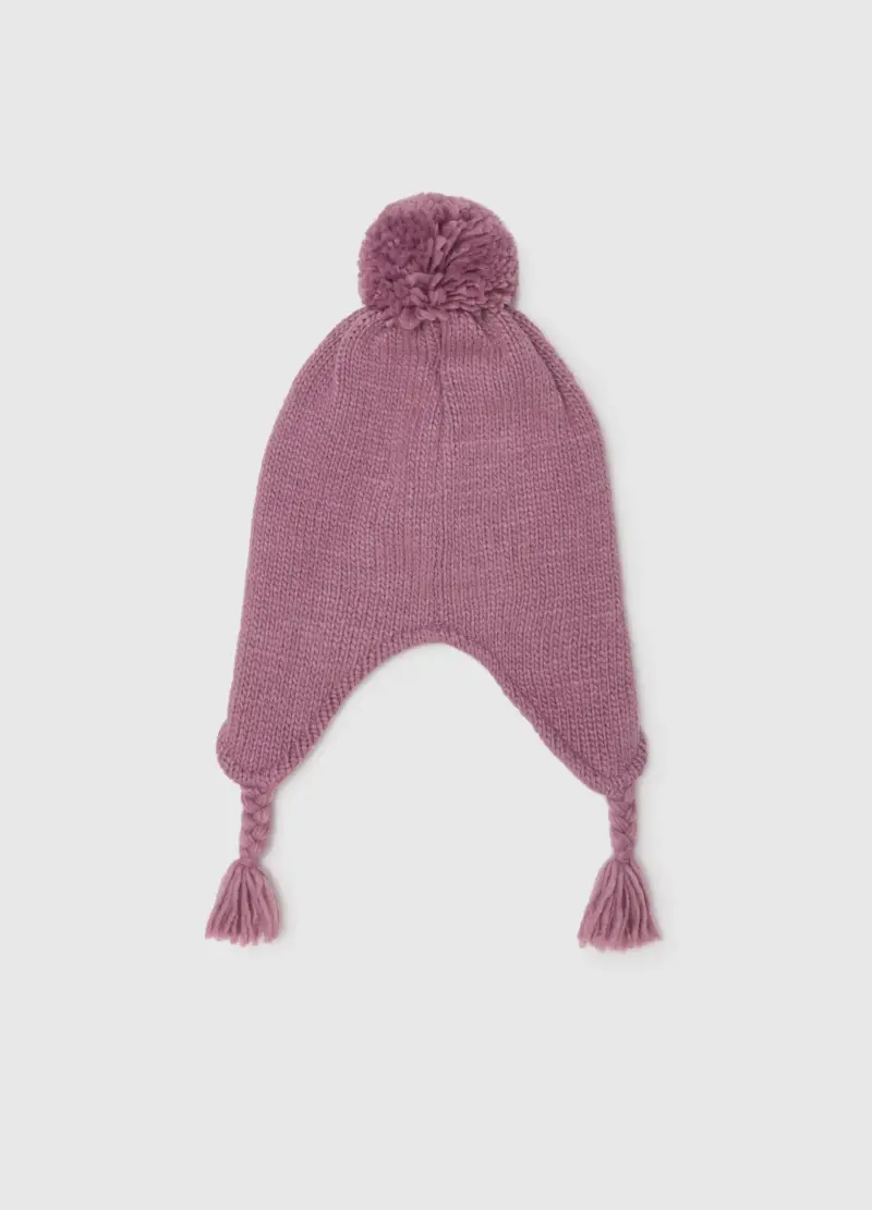Cappello Viola In Lavorazione A Maglia Per Bambina, Rosa miniatura 2