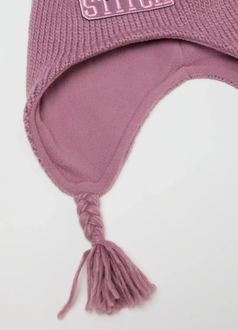 Cappello Viola In Lavorazione A Maglia Per Bambina, Rosa miniatura 3