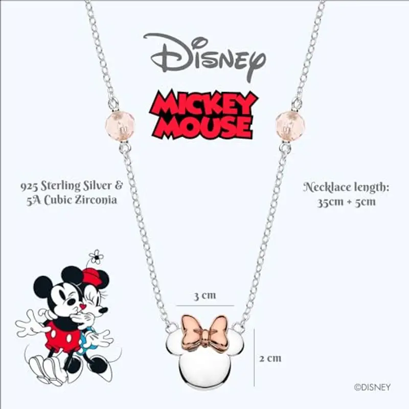 Disney Collana Bambine con Minnie Mouse in Argento e Zirconi Rosa miniatura 3