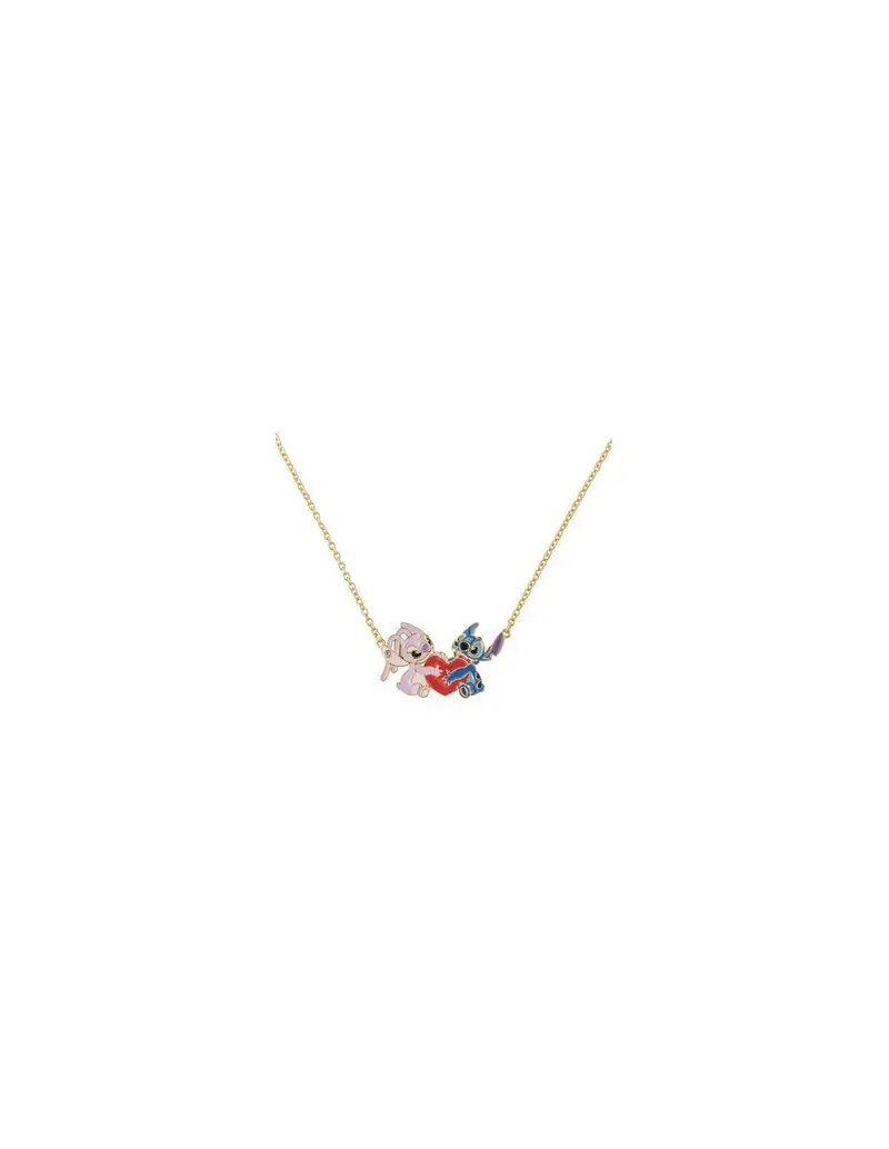 Collana DISNEY Stitch e Angel in ottone dorato smalti e cristalli NF00777YRUL-18.CS
