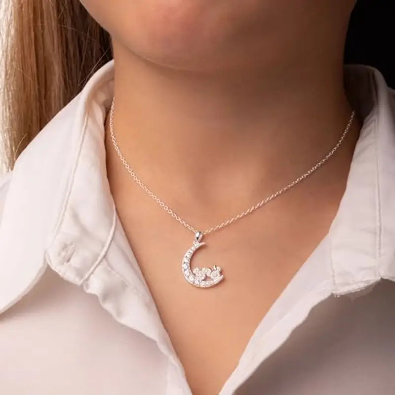 Disney Collana Minnie e Mickey per Bambina in Argento 925 e Zirconi, 45, 7 cm, Gioielli miniatura 2