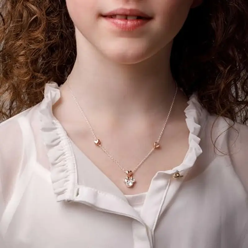 Disney Collana Minnie per Bambina in Argento 925, con tre Cuori sulla Collana, Gioielli miniatura 3