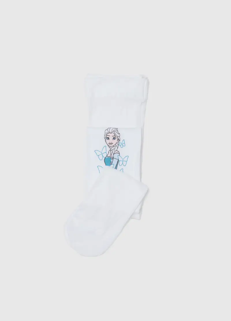 Collant Elasticizzati Bianchi Da Bambina Con Disegni Frozen, Bianco