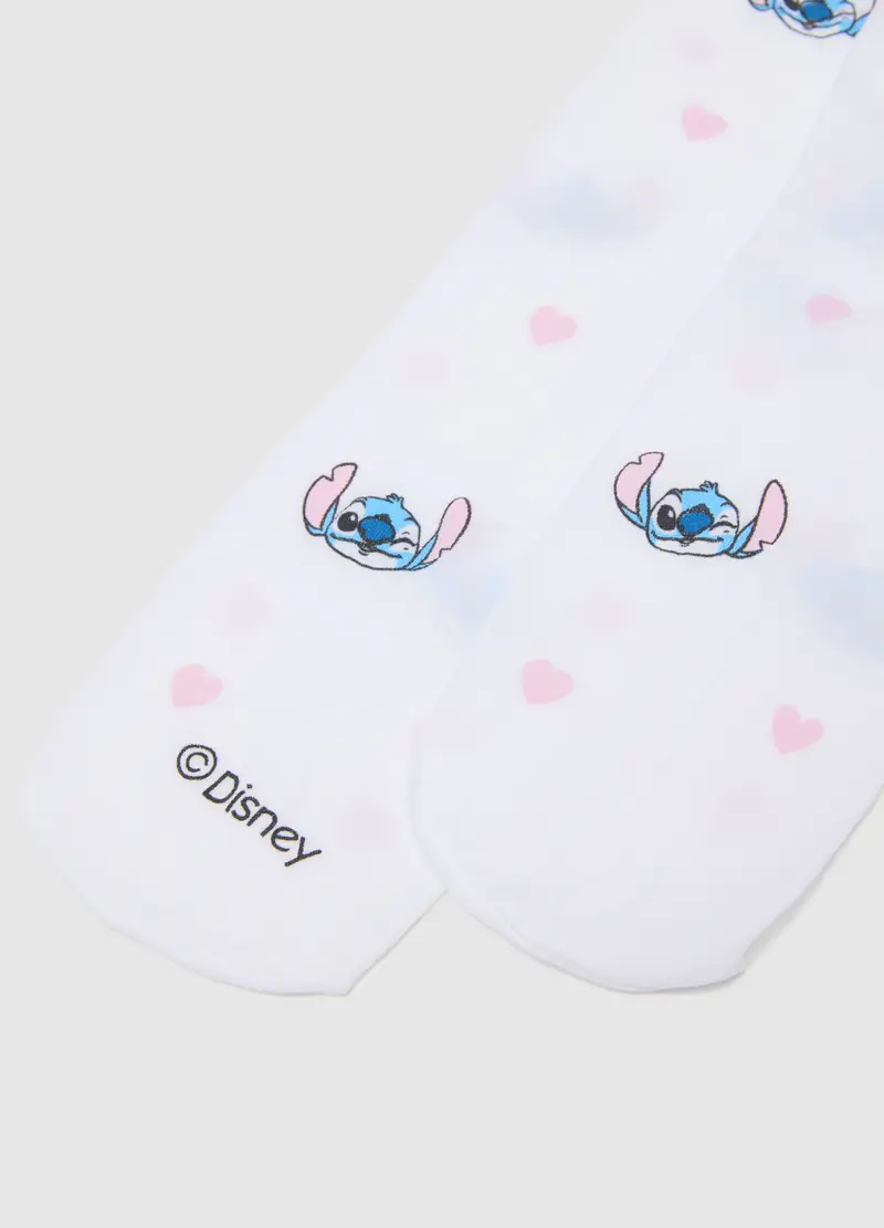 Collant Elasticizzati Bianchi Da Bambina Con Disegni Lilo E Stitch, Bianco miniatura 3