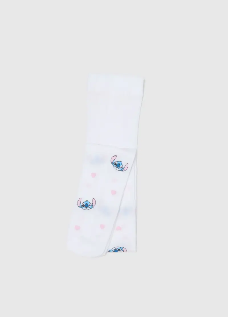 Collant Elasticizzati Bianchi Da Bambina Con Disegni Lilo E Stitch, Bianco