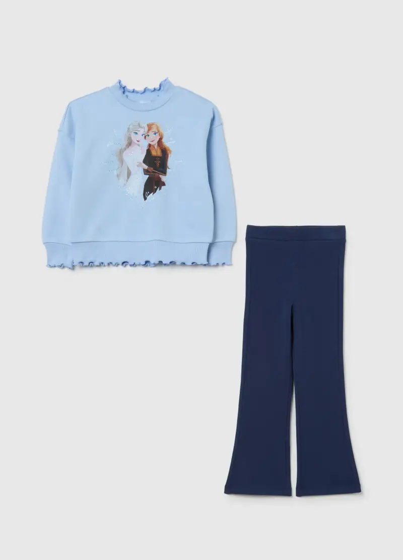 Completo Da Bambina In Misto Cotone Azzurro Regular Fit, Azzurro