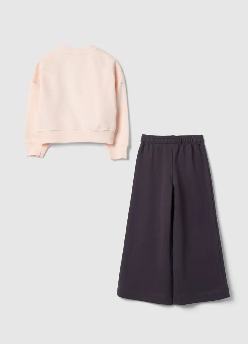 Completo Felpa E Pantalone In Misto Cotone Rosa Con Stampa Disney, Bambina, Multicolor miniatura 2