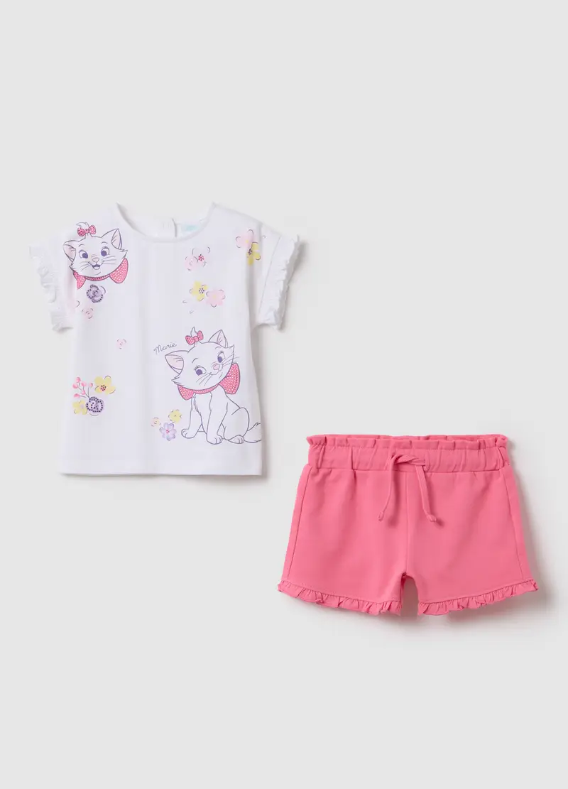 DISNEY, Completo Jogging Da Bambina In Cotone Elasticizzato Bianco Regular Fit, Bianco, Taglia: 9-12