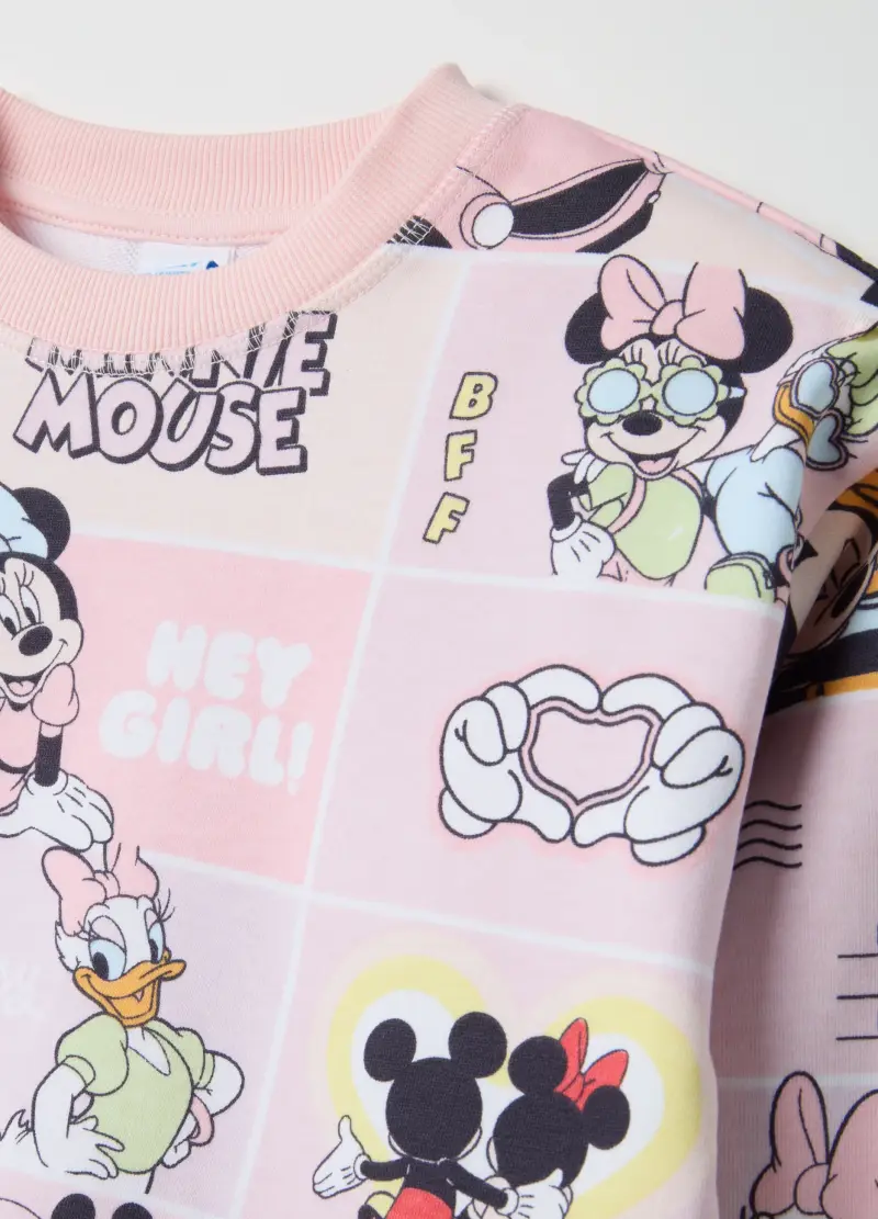 Completo Jogging In Misto Cotone Multicolor Regular Fit Con Minnie Mouse, Bambina, Multicolor miniatura 3