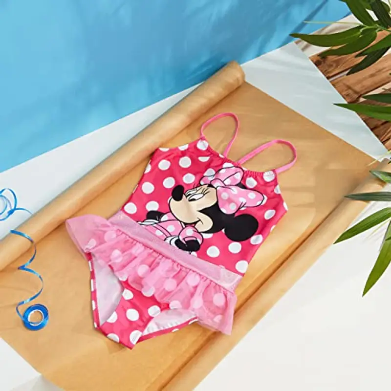 Disney Costume da Bagno Piscina Bambina, Costume Intero, Costume Mare Bambina Set (Rosa Minnie, 2-3 Anni) miniatura 2