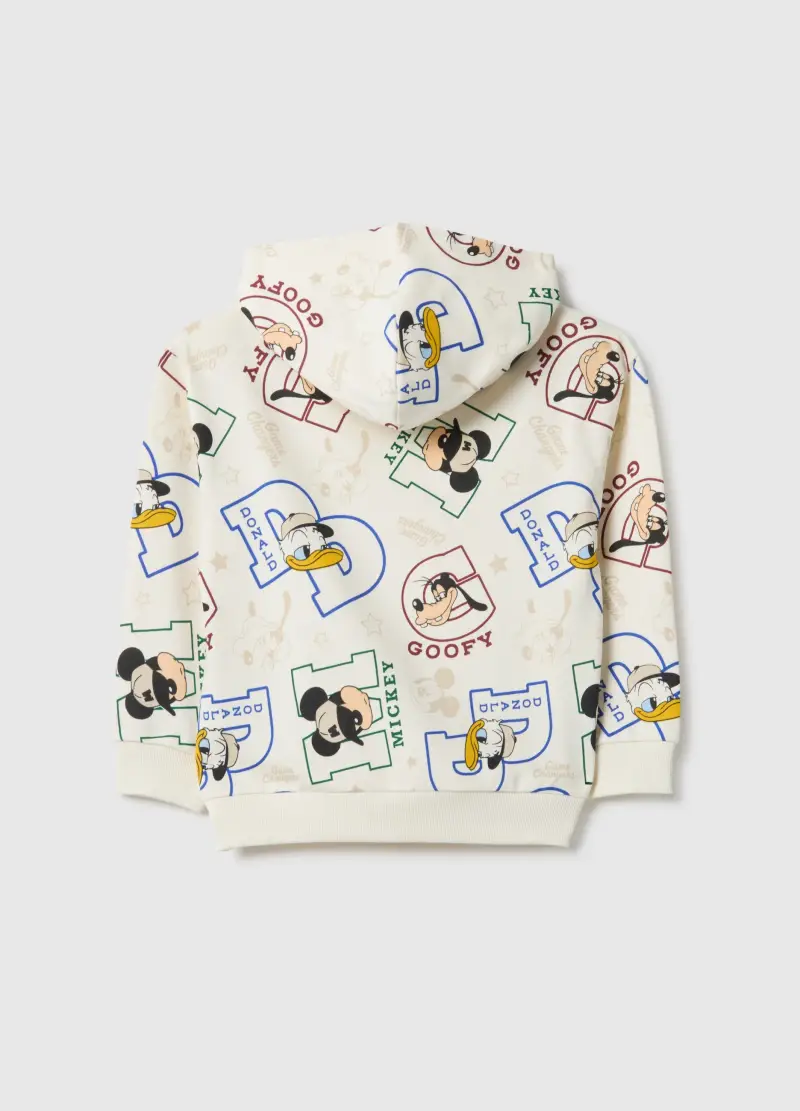 Felpa Beige Con Cappuccio Da Bambino In Puro Cotone Over Fit, Beige miniatura 2