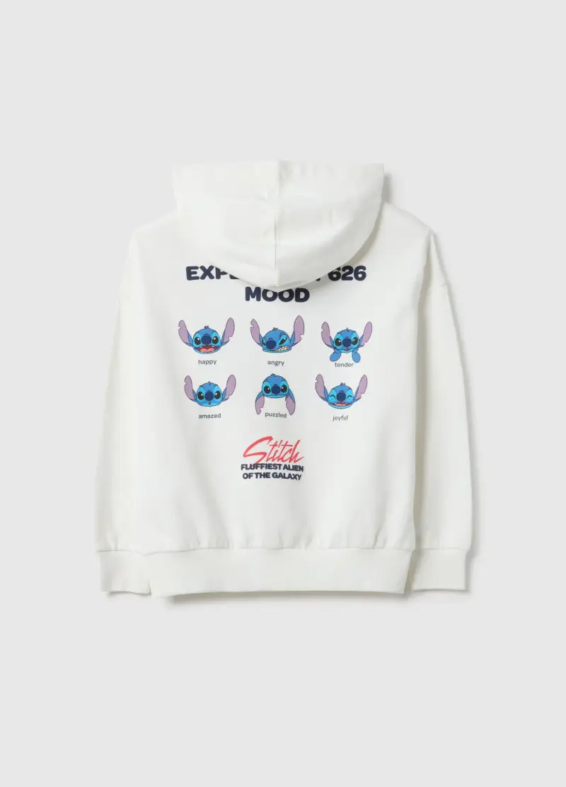 Felpa Bianca Con Cappuccio Da Ragazza In Puro Cotone Regular Fit, Bambina, Bianco miniatura 2