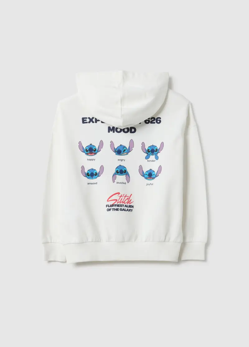 Felpa Bianca Con Cappuccio Da Ragazza In Puro Cotone Regular Fit, Bambina, Bianco miniatura 2