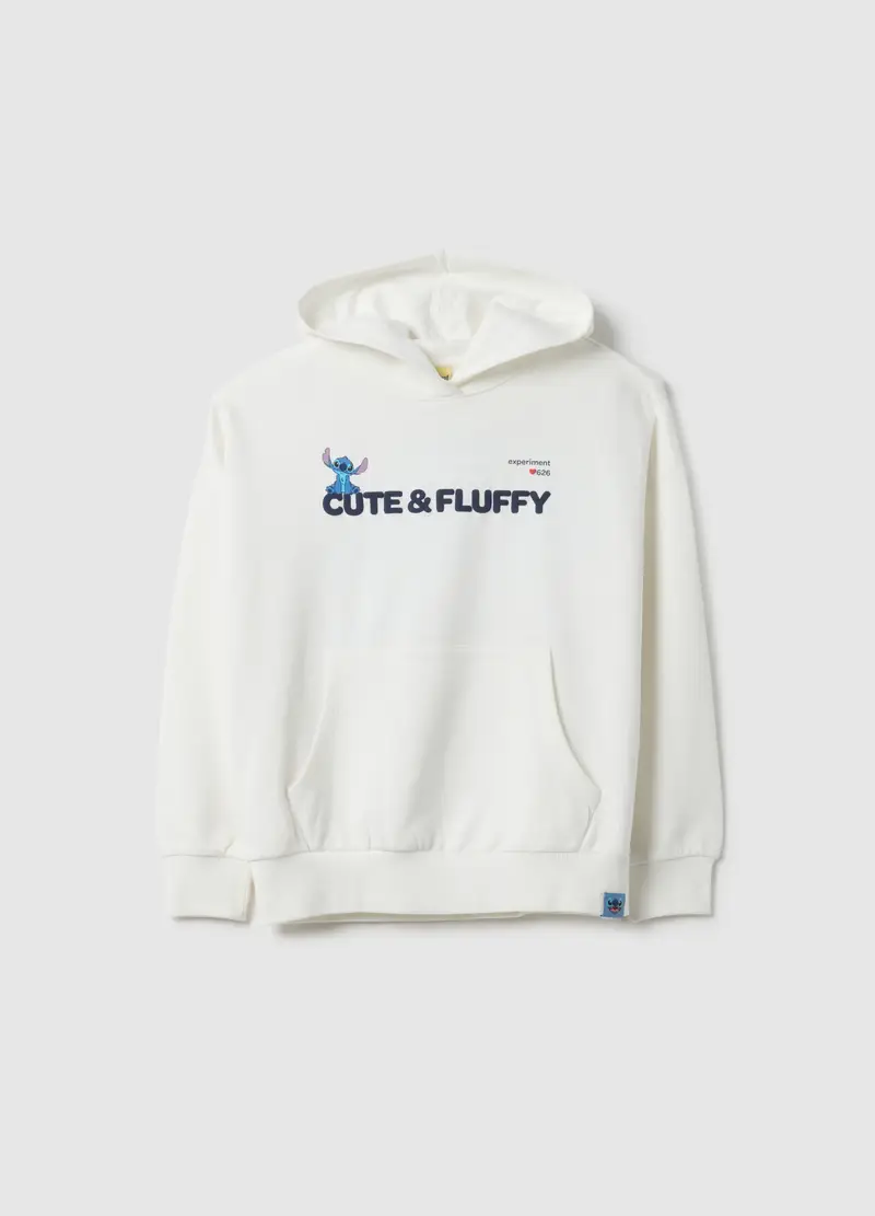 Felpa Bianca Con Cappuccio Da Ragazza In Puro Cotone Regular Fit, Bambina, Bianco