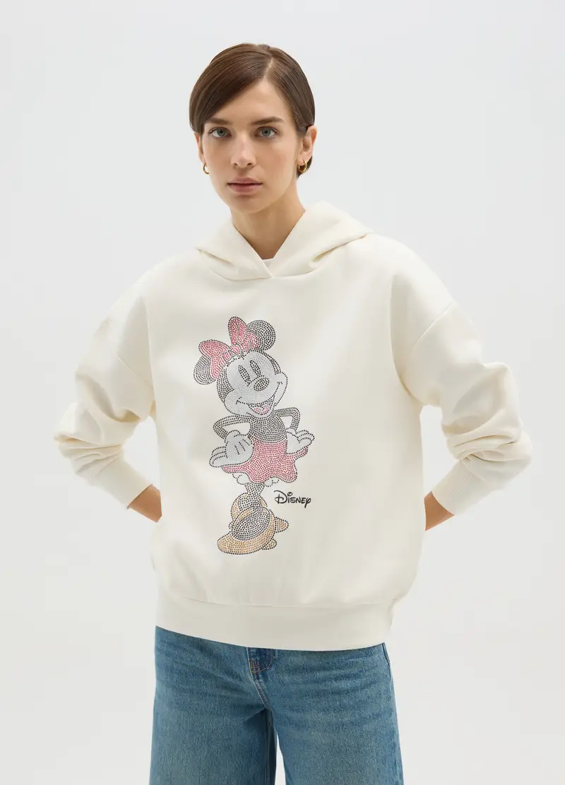 Felpa Bianca In Misto Cotone Regular Fit Con Stampa Disney, Donna, Bianco miniatura 2