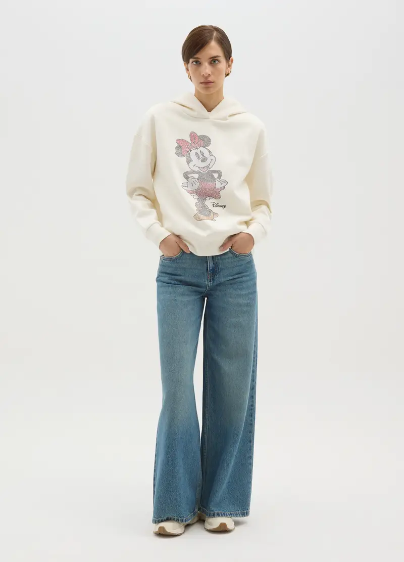 Felpa Bianca In Misto Cotone Regular Fit Con Stampa Disney, Donna, Bianco