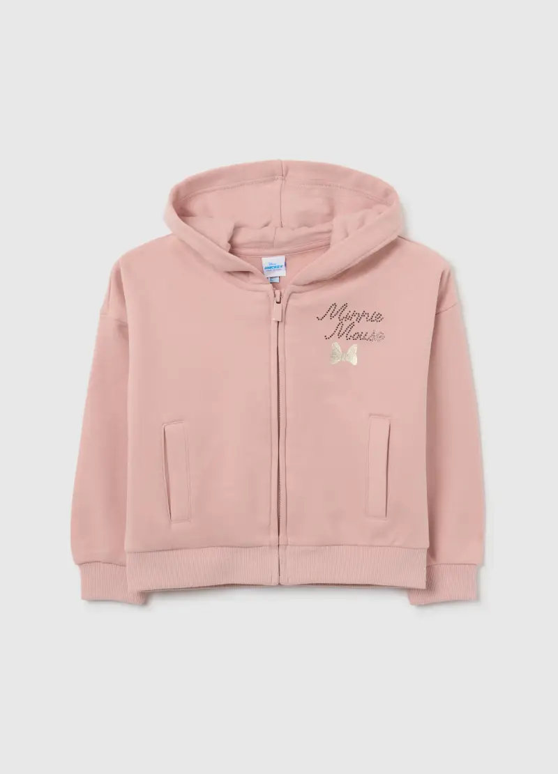 Felpa Da Bambina In Misto Cotone Rosa Regular Fit Con Stampa Disney, Rosa