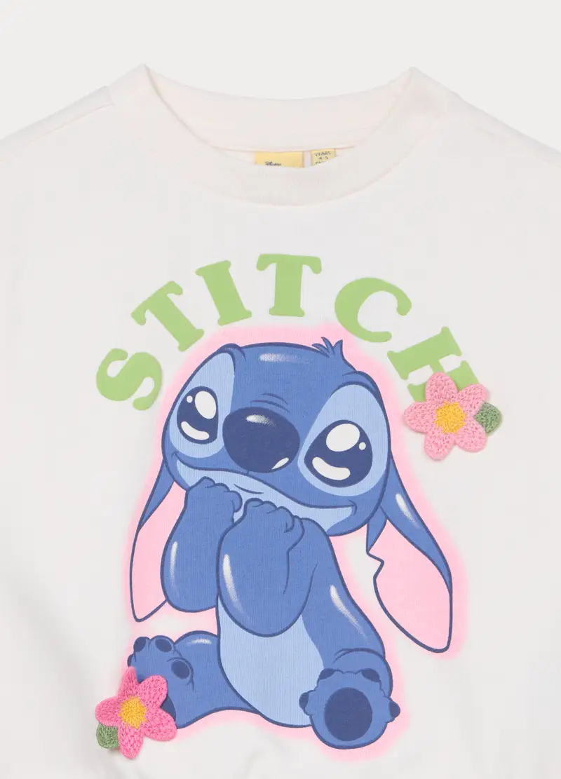 Felpa Disney In French Terry Misto Cotone Bambina, Bianco miniatura 3