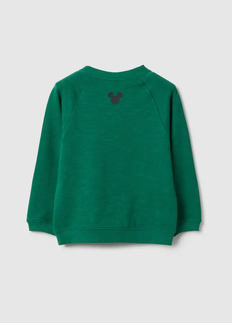 Felpa In Puro Cotone Verde Da Bambino Regular Fit Con Stampa Topolino, Verde miniatura 2