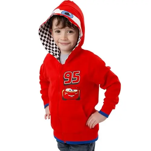 Disney Felpa Lightning McQueen | Maglietta Cars | Felpa Bambini | Rosso | 3 miniatura 2