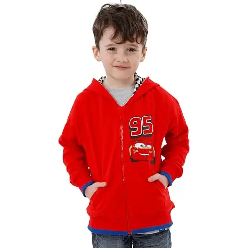 Disney Felpa Lightning McQueen | Maglietta Cars | Felpa Bambini | Rosso | 3 miniatura 3