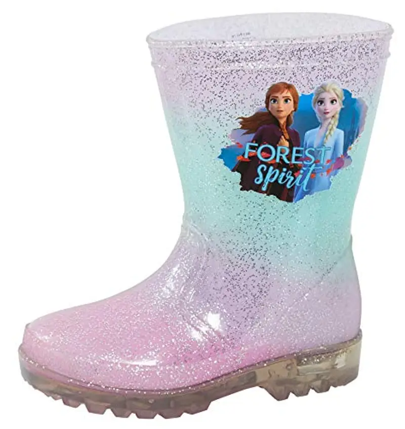 Disney Frozen 2 stivali di gomma da bambina, illuminati, Elsa, Anna, luci lampeggianti, neve e pioggia, Blu, 27 EU miniatura 2