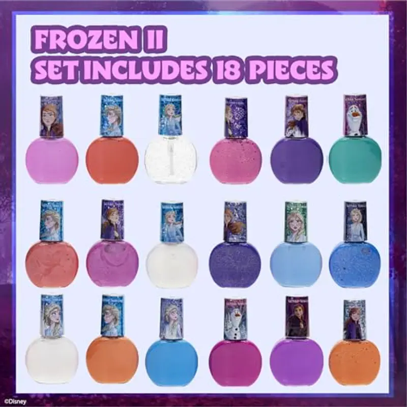 Disney Frozen Set di smalti per unghie per bambine da 18 pezzi, a base d'acqua, ad asciugatura rapida e rimovibile miniatura 2