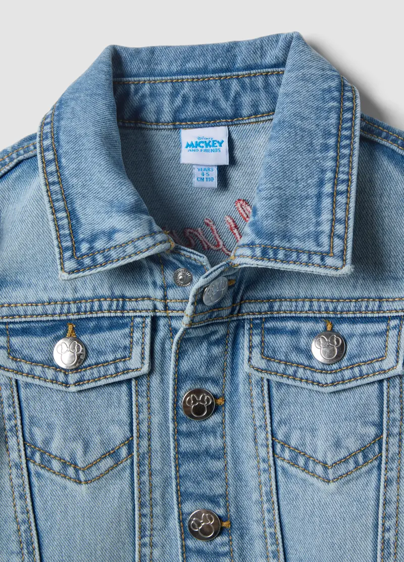 Gilet In Puro Cotone Denim Azzurro Da Bambina Regular Fit Con Minnie, Denim miniatura 3