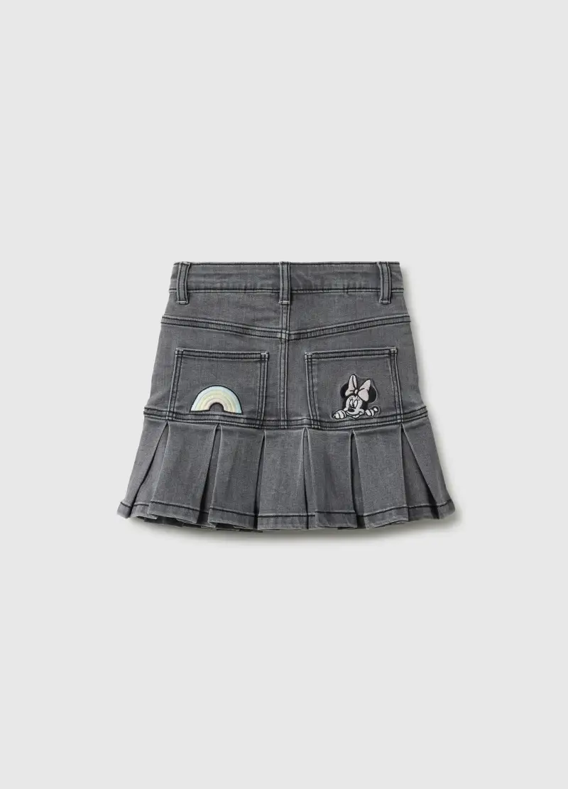 Gonna In Denim Elasticizzato Grigia Da Bambina Regular Fit, Grigio miniatura 2