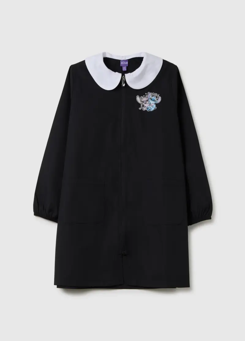 Grembiule Scolastico Da Bambina In Misto Cotone Multicolor Con Ricamo, Multicolor