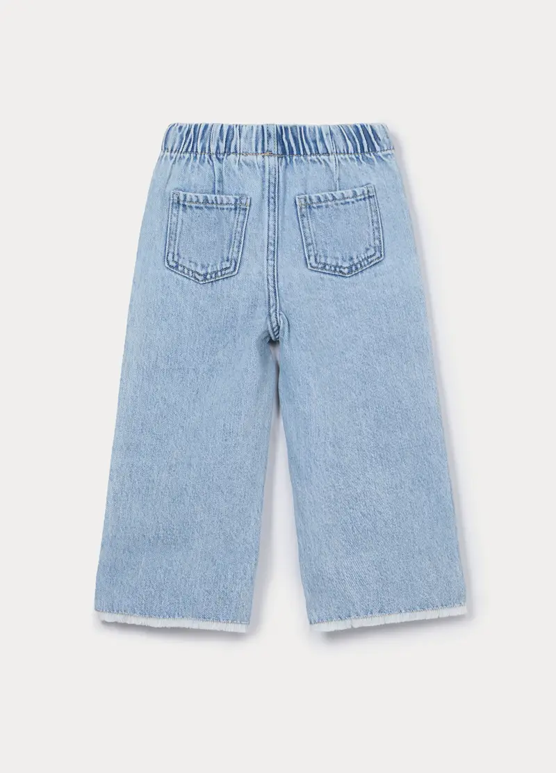Jogger Wide Leg In Denim Misto Cotone Bimba, Bambina, Azzurro chiaro miniatura 2