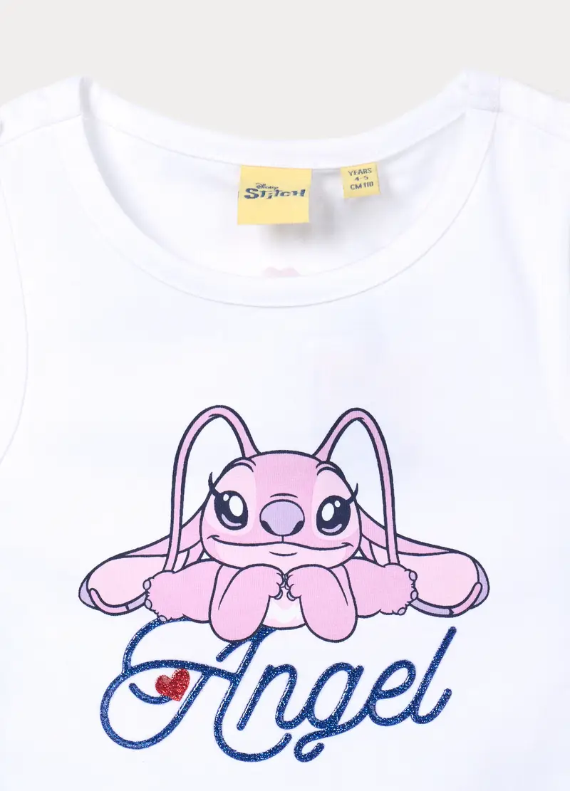 Jogging Set Disney In Jersey Di Cotone Stretch Bambina, Bianco/Blu miniatura 3