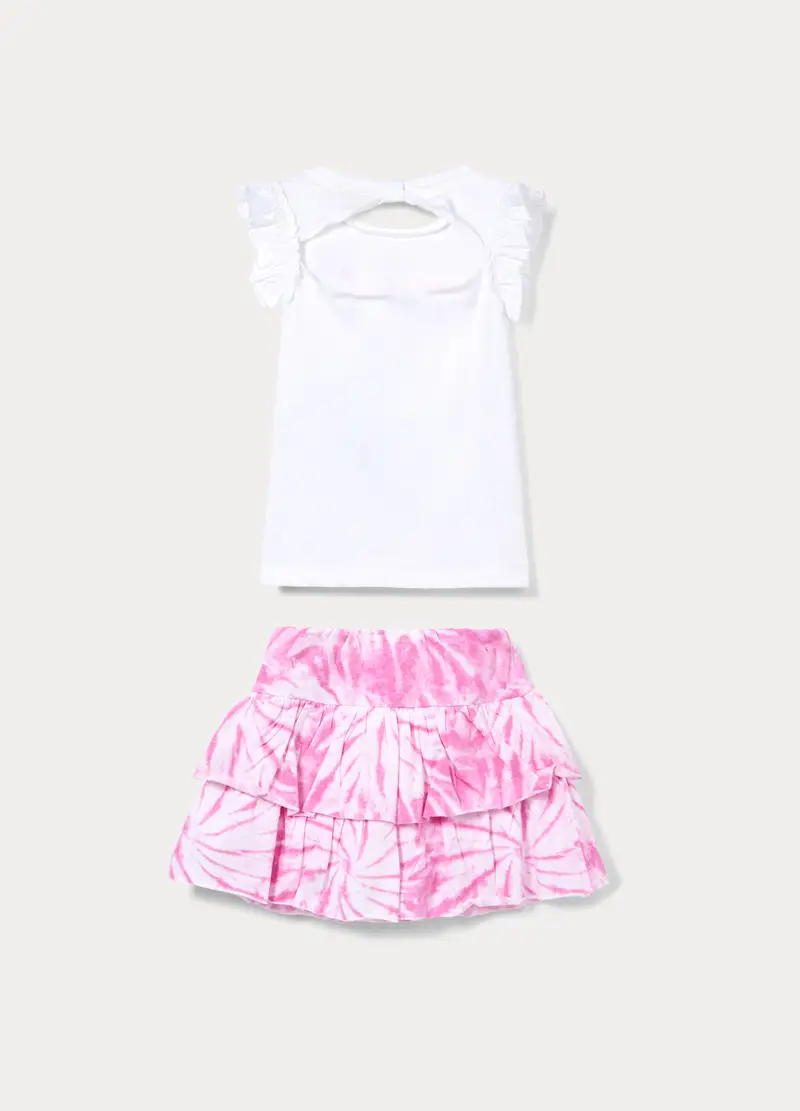 Jogging Set Disney In Jersey Di Cotone Stretch Bambina, Bianco/Rosa miniatura 2