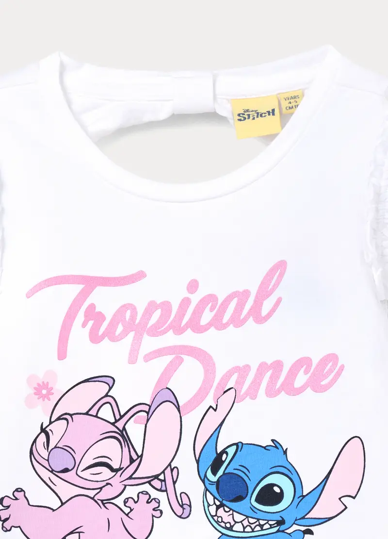 Jogging Set Disney In Jersey Di Cotone Stretch Bambina, Bianco/Rosa miniatura 3