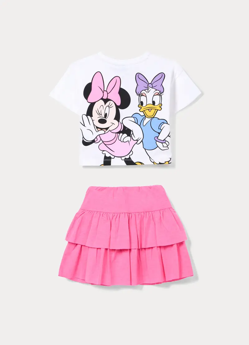 Jogging Set Disney In Jersey Di Cotone Stretch Bambina, Bianco/Rosa miniatura 2