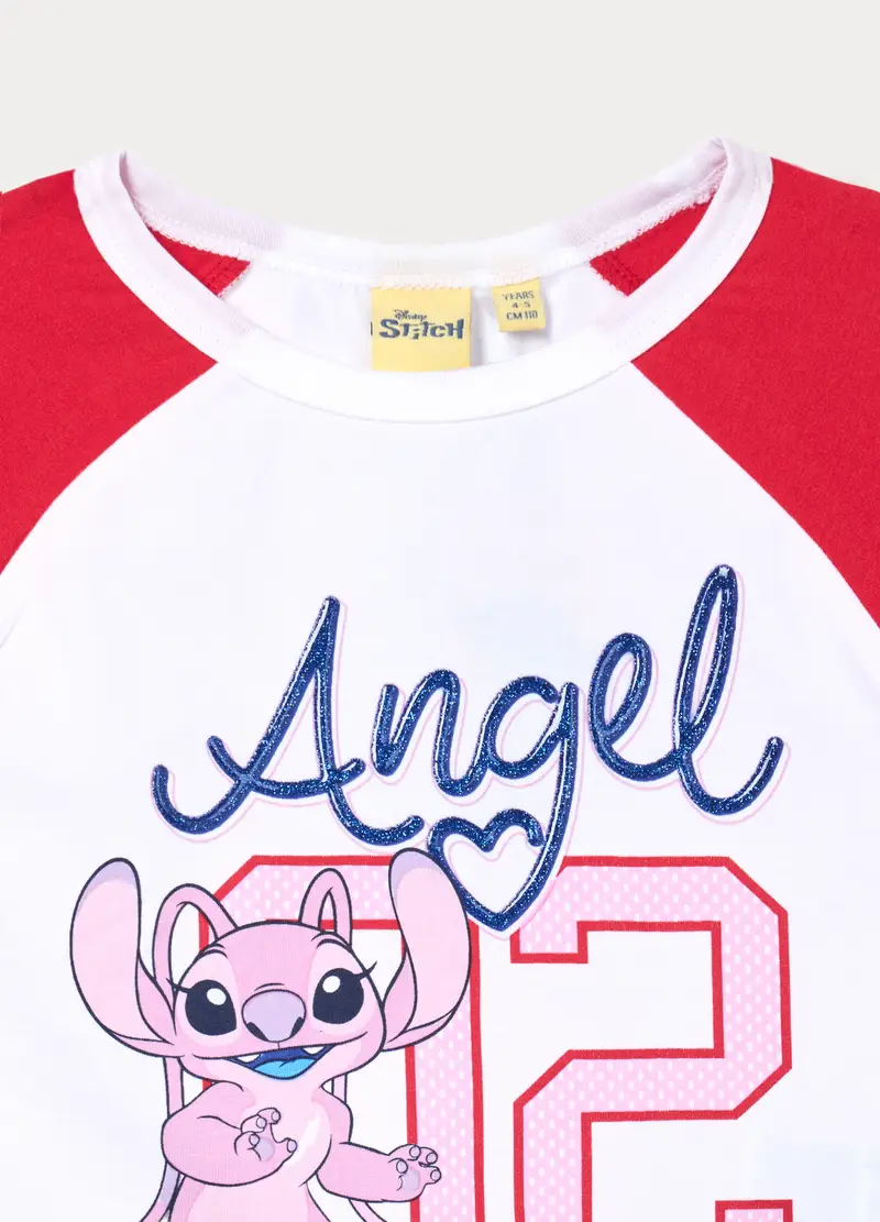 Jogging Set Disney In Jersey Di Cotone Stretch Bambina, Bianco/Rosso miniatura 3