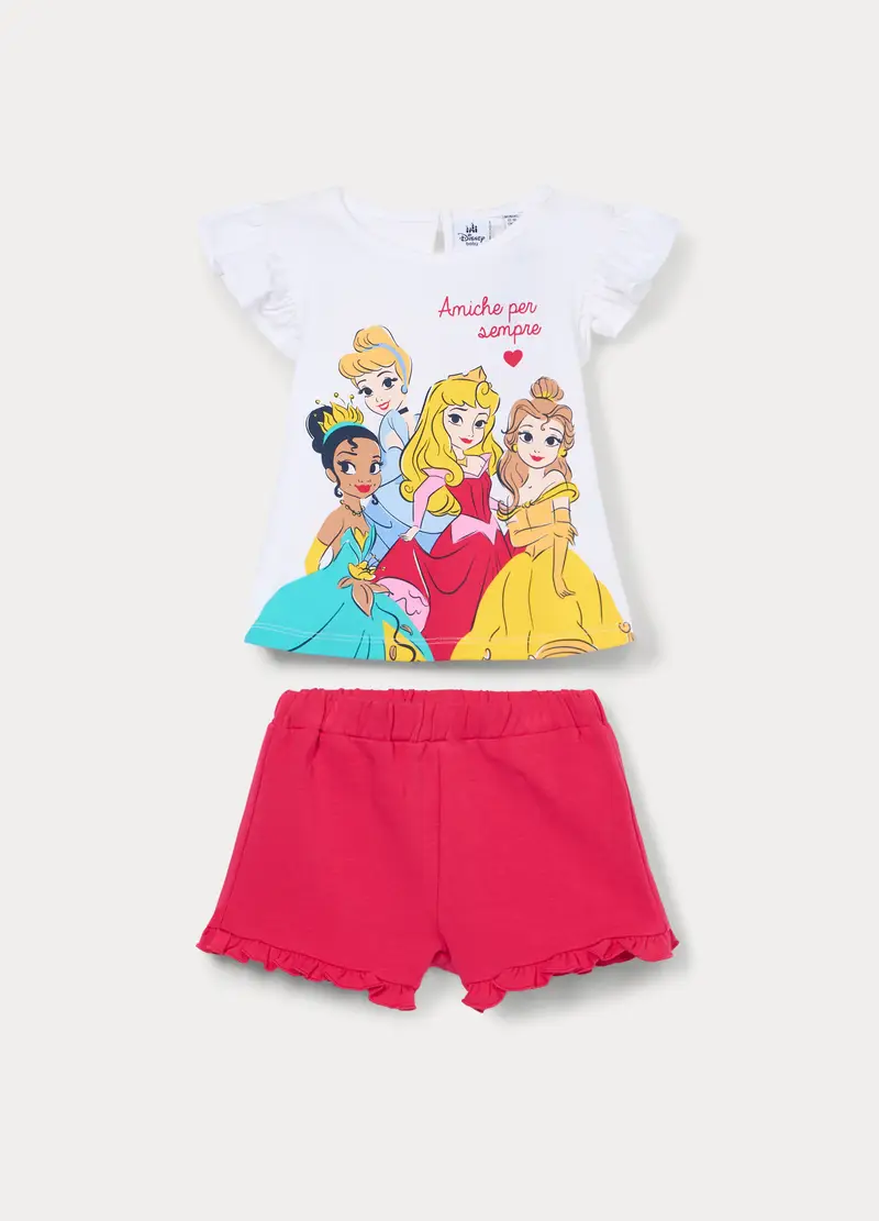 Jogging Set Disney In Jersey Di Cotone Stretch Bimba, Bambina, Bianco/Rosso